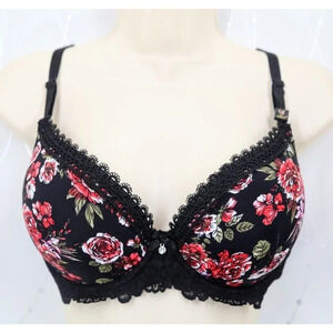 VS Bombshell Inspired Adds 2 Cups Ultimate Pushup Bra Black Floral 32C
